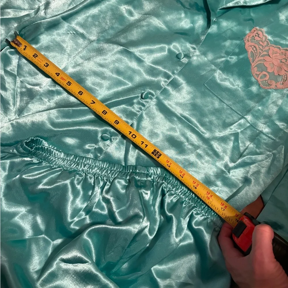 💎 Vintage Victoria’s Secret Satin Pajama Set | Teal Lace | Size S‎ | Y2K (0777) - Picture 3 of 8